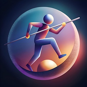Abstract illustration of a stick figure running with a pole insi